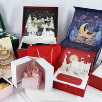 Boîte en carton 3D de luxe à ouverture magnétique, pliable, en papier recyclé, pour emballage cadeau surprise d'anniversaire ou de festival