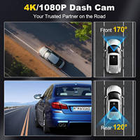 Caméra de voiture 4K+1080P, mini dashcam, enregistreur vidéo Wifi GPS, DVR, surveillance de la cargaison, vision nocturne, caméras de tableau de bord 4K