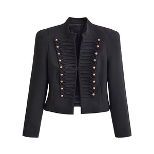 Elegante Cappotto da <span class=keywords><strong>Donna</strong></span> a Maniche Lunghe, Giacca Vintage con Colletto Alto e Doppio Petto, Stile Britannico, <span class=keywords><strong>Blazer</strong></span> <span class=keywords><strong>Corto</strong></span> Elegante - Product Image 1