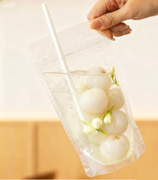 100 pièces sacs de boisson debout jetables pour animaux de compagnie biodégradables transparents avec zip-lock pour les boissons de sang de vampire de jus de fruits de bière