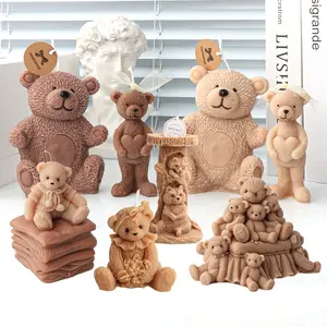 Molde de silicona con forma de oso para decorar el dormitorio, Molde de resina de Gypsum con diseño de oso, para regalo de cumpleaños o boda