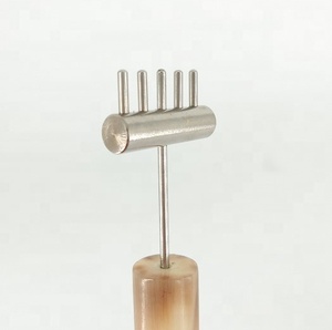 Outil de réflexologie facial en cuivre, acupuncture, massage de points de peau, avec poignée en corne de bœuf, 1 pièce - Product Image 3