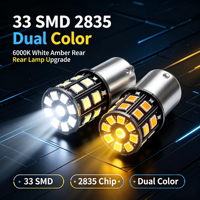 Ampoule LED pour voiture 2835-33SMD, 6000K blanc ambre, double couleur, feu stop, clignotant, feu arrière, feu de position, 12V
