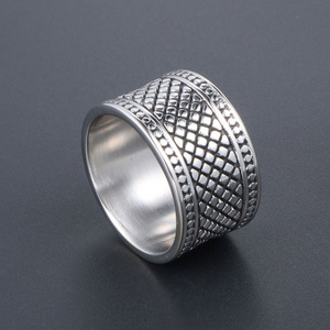European American Retro Geometric Pattern Wide <b>Titanium</b> Steel <b>Ring</b> Men's Index Middle Finger Fashion Jewelry SA778 - Product Image 3