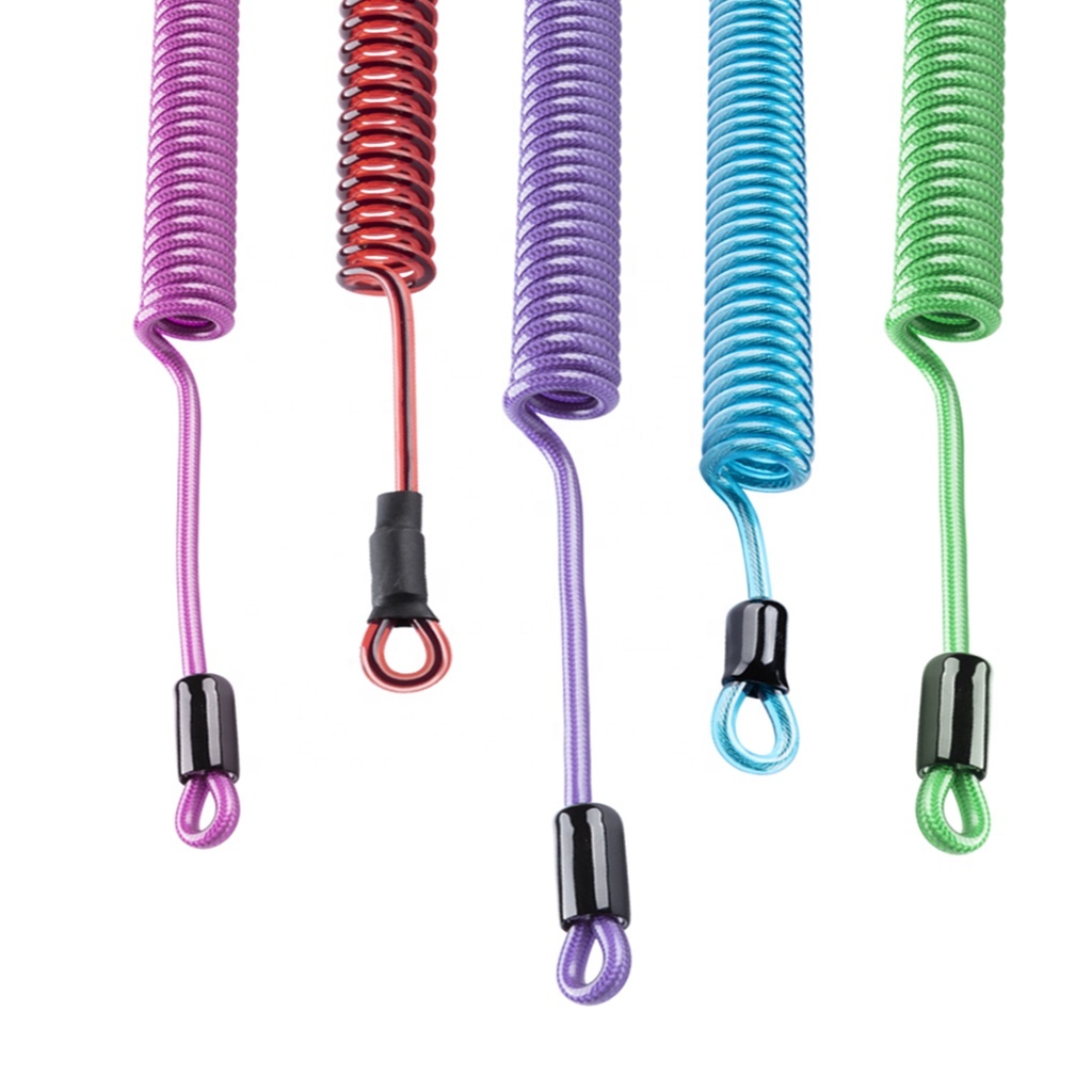 GuoFeng 5.0mm Pink Blue Diving Plastic Spring Wire Coil Tool Lanyard With Lanyard for Safety