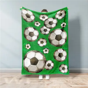 Cobertor de flanela para meninos, personalização no atacado, esporte, futebol, estampado, macio, 50x60in, cobertor para meninos
