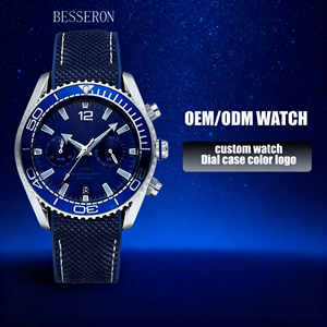 Reloj de Cuarzo BESSRON con Correa de Cuero y Aleación, para Hombre, Deportivo, de Lujo, para Negocios, con Esfera Analógica de 48 mm, Cristal Hardlex, Resistente al Agua 3ATM - Product Image 1