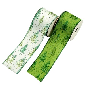 OEM 63MM/38MM 폭 삼베 크리스마스 와이어 엣지 리본 (화환/트리 장식용) - Product Image 5
