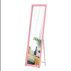 Espejo de pie de cuerpo entero con marco rosa brillante <span class=keywords><strong>para</strong></span> dormitorio de <span class=keywords><strong>niñas</strong></span>, vestidor, tocador, decoración del hogar, venta al por mayor - Product Image 1