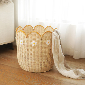 Rattan <b>Storage</b> <b>Basket</b> Circle Shape Eco-Friendly Handmade For Home Decor Toy <b>Storage</b> - Product Image 2