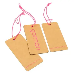 Custom Garment Silk Screen Printed Clothing Logo Jeans Labels Kraft Paper Swing Hang Tags String Luxury For Clothes Free Samples