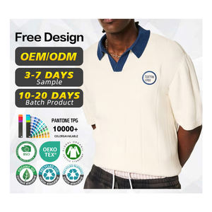 Suéter con Certificación GRS, Fabricante de Suéteres, Logotipo Personalizado Bordado, Suéter de Fútbol de Manga Corta de Algodón y Poliéster para Hombre, Polo de Punto - Product Image 1