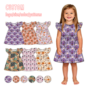 Abiti per Bambine in Bambù Organico, <span class=keywords><strong>Vestito</strong></span> con Perle, Abbigliamento Estivo a Tema <span class=keywords><strong>Zucca</strong></span>, Abiti Personalizzati per Bambini - Product Image 1