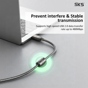 <span class=keywords><strong>Cable</strong></span> de Extensión USB 2.0 de 5 Metros, AM <span class=keywords><strong>a</strong></span> AF, <span class=keywords><strong>Cable</strong></span> de Nailon Trenzado Plateado Transparente para <span class=keywords><strong>PC</strong></span>, Unidad Flash USB, Cámara Web, <span class=keywords><strong>Impresora</strong></span> - Product Image 2