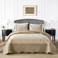 Couvre-lit matelassé en polyester brodé de fleurs Boryard, ensemble de 3 pièces en tailles Full et King, parfait pour la décoration de la maison toute l'année