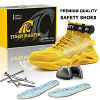 Zapatillas de Seguridad Amarillas para Hombre, Zapatos de Trabajo Antipinchazos con Puntera de Acero EU, Tejido Elástico Transpirable, Ligeros, Antideslizantes, Suela de EVA Suave