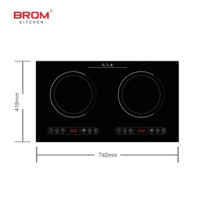 Table de cuisson électrique encastrable double foyer avec plaque en cristal, cuisinière à <span class=keywords><strong>induction</strong></span> <span class=keywords><strong>2</strong></span> <span class=keywords><strong>feux</strong></span> multifonction pour casseroles - Product Image 3