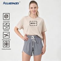 T-shirt pour femme en tissu Kuenzi double face en lin, élasthanne et lyocell, anti-boulochage, anti-rétrécissement, antibactérien, anti-plis, 200 GSM