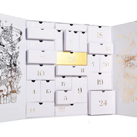 Boîte Calendrier de l'Avent de Noël 2026 Biodégradable Faite Main Personnalisée sur Mesure avec Logo Estampillé Or