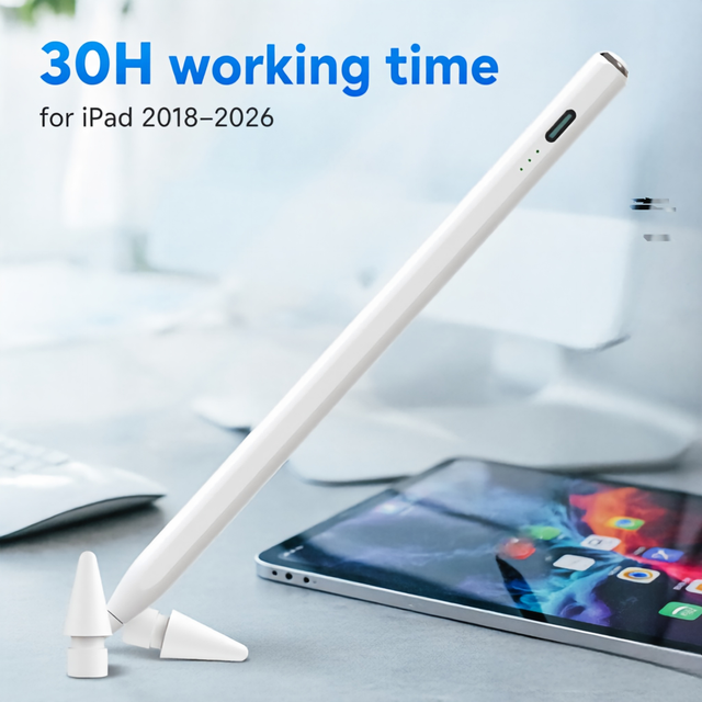 WK Digital Pen iPad Note-taking 30H Ultra-Long Battery Low Latency Stylus Pen Charging IOS 2018-2026 Palm Rejection Replaceable