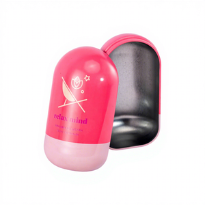 Promotional Customized Printed Food Grade Standard Capsule Shape Metal Tin Packaging Tin Box