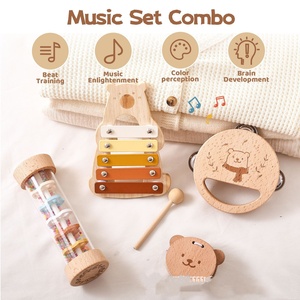 Wholesale Wooden Bear Musical Instruments Set Xylophone Rattle Bell <b>Drum</b> Percussion <b>Toy</b> for Kids Early Education - Product Image 5
