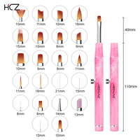 Brosses interchangeables de cheveux en nylon de poignée en plastique de conception de marbre rose de professionnel de luxe pour la brosse d'ongle de gel d'art d'ongle