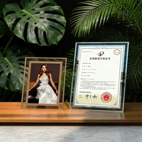 Cadre photo en verre fait à la main de 6 pouces, 7 pouces, 8 pouces, 10 pouces pour une présentation verticale ou horizontale sur table, décoration d'intérieur