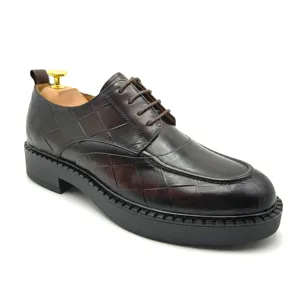 Мужская стильная обувь на резиновой высокой подошве со шнуровкой, оптовая продажа, роскошная кожаная обувь на заказ для мужчин