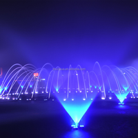 Fontaine d'eau commerciale en acier inoxydable à LED RGB à changement de couleur IP68, design moderne, ambiance décorative jour/nuit, double vue, pour B&B