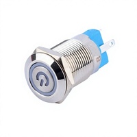 Chine 12v LED logo d'alimentation bouton à tête plate 12mm interrupteur à bouton-poussoir à verrouillage momentané à retour automatique