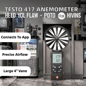 เครื่องวัดความเร็วลมแบบดิจิตอล Testo 417 รุ่นใหม่ของแท้ |   การเชื่อมต่อแอป Vane ขนาด 4 นิ้ว |   รุ่น 0563 0417 |   ความเร็วลมเริ่มต้น 0.1 ม./วินาที | - Product Image 2
