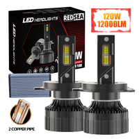 Redsea M10 120w 12000lm 6500k Phare LED H1 H4 H7 H11 H13 9005 9006 9012 CSP3570 CHIPS IP68 Phare LED pour voiture