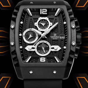 Montres pour hommes NAVIFORCE 8025 bleues multifonctions, quartz, sport, étanches, bracelet en silicone, montre-bracelet pour homme, calendrier, chronographe - Product Image 2