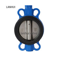 LANHUI kustom DN150 katup kupu-kupu Wafer besi Ductile Manual untuk desain Keystone air