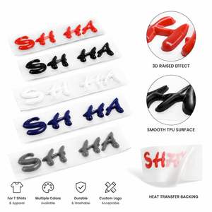 Custom 3D TPU Silicone Heat Transfer Label Raised Logo Patch For Clothing Apparel Garment
