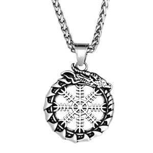 Yunnique – pendentif Dragon Viking en acier inoxydable, logo boussole, collier rétro pour hommes, bijoux, cadeau - Product Image 5