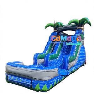 Tobogán Acuático Inflable Tropical de Doble Carril con Lona de PVC de Grado Comercial, Color Personalizado, Brincolines para Fiestas Infantiles, Casa de Brinco con Piscina - Product Image 1
