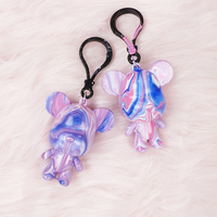 Porte-clés Ours Fluide Violent à Colorier Soi-même, Personnalisable, avec Kit de Peinture par Coulée sur Toile, Idée Cadeau