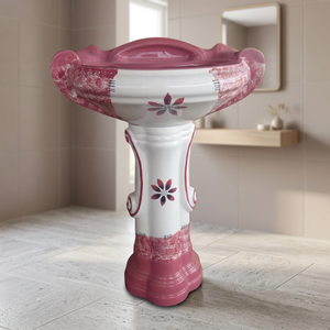 Lavabo de baño de pedestal independiente transparente de piedra de resina Artificial de diseño moderno de lujo - Product Image 2