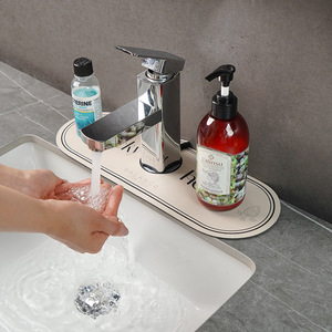 Diatom <b>Mud</b> Faucet <b>Mat</b> Oval Milky White And Gray Waterproof Mildew Proof Bath Sink <b>Mat</b> - Product Image 3
