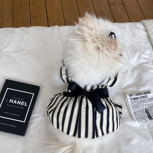 Vestido a Rayas con Lazo para Perros y Gatos, Estilo Casual de Verano, <span class=keywords><strong>Ropa</strong></span> para Perros Pequeños como Bichón, Pomerania, Teddy y Yorkshire - Product Image 3
