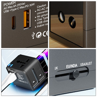 Adaptor Perjalanan Laris Manis Logo Kustom Universal Multi Adaptor 2 USB untuk Perusahaan