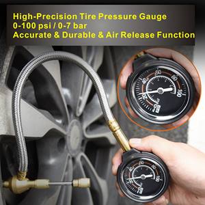 थोक 0-100 पीएसआई कार एयर रिलीज फ़ंक्शन टिकाऊ लचीले रबर एक्सटेंशन के साथ उच्च परिशुद्धता टायर दबाव गेज - Product Image 5