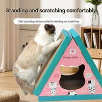 Maison à gratter triangulaire pour chat, en carton, avec pente verticale, grotte fermée pour chaton, durable, protection de meubles