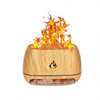 Diffuseur d'arômes à simulation de flamme USB, grain de bois, humidificateur, 7 lumières colorées, grande production de brouillard, utilisation domestique, huile essentielle