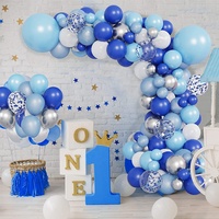 Kit de guirlandes de ballons bleu roi, bleu ciel, blanc et argent pour décoration de fête d'anniversaire ou de baby shower