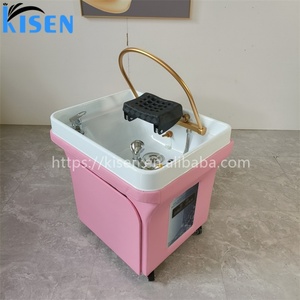 Kisen - Chaise de lavage portable moderne en similicuir rose, avec thérapie capillaire et vapeur - Offre spéciale - Product Image 4