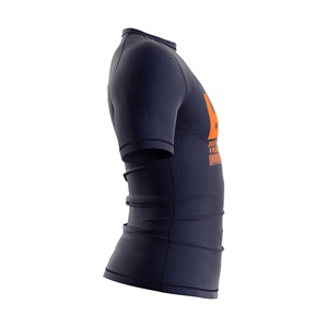 Short Sleeve <b>Rashguard</b> Men Silicone Hem Grip Tight Fit Sweat Wicking Anti-Shrinkage for MMA <b>BJJ</b> Training - Product Image 6