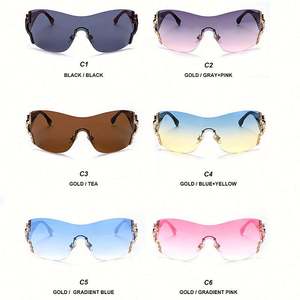 Lunettes de soleil enveloppantes de luxe avec logo personnalisé, diamants, modèle 2022, surdimensionnées, pour femmes - Product Image 6